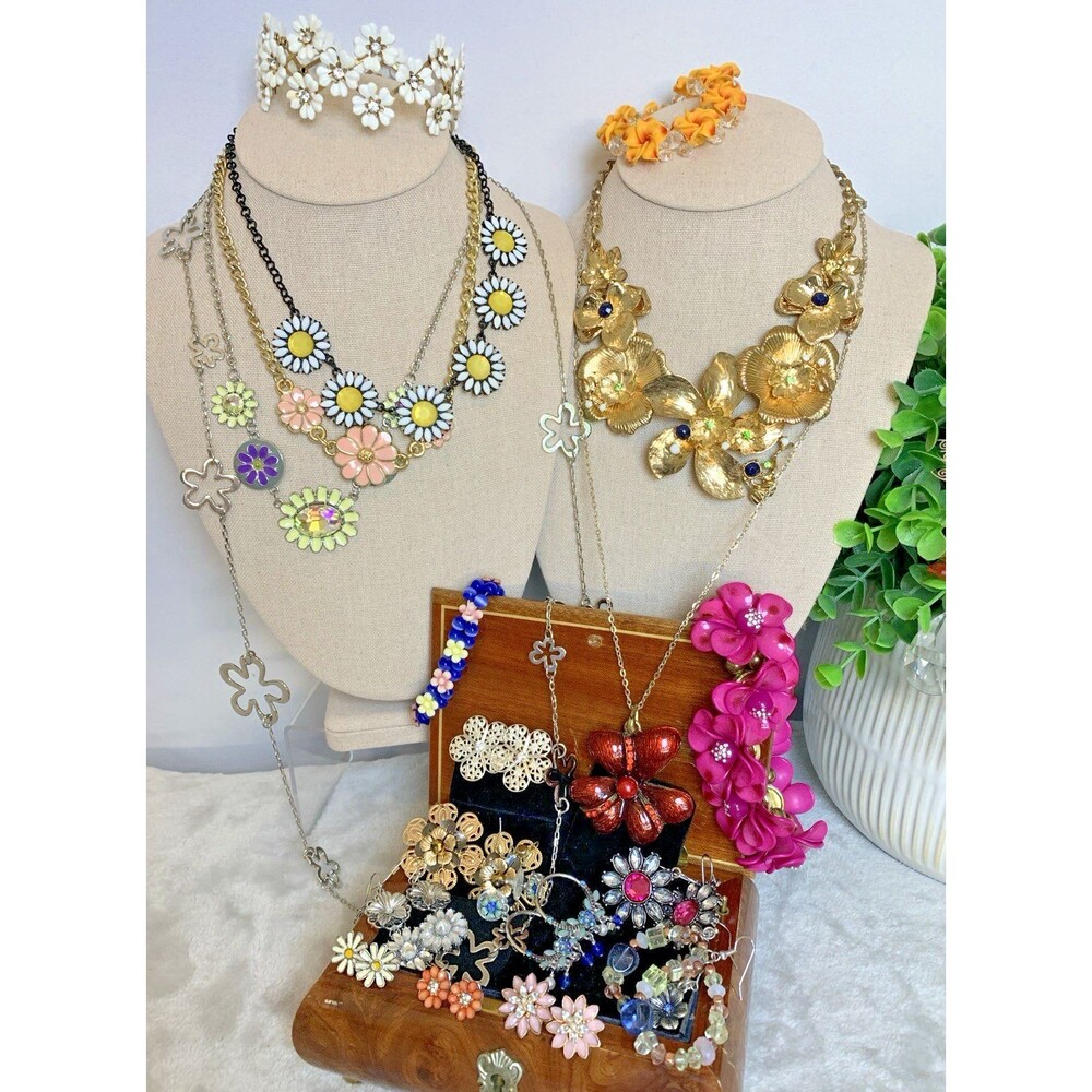 Vintage Y2K Floral Jewelry Lot 🌸🌻Lia Sophia Jones NY Daisy Enamel Rhinestone